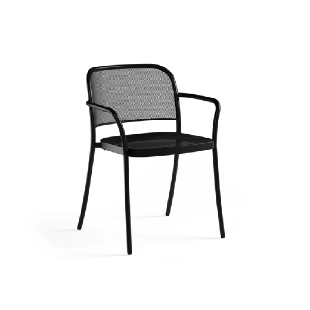 Emuamericas Llc E557 Café Stacking Armchair Outdoor/indoor Extended Steel Mesh Back And Seat
