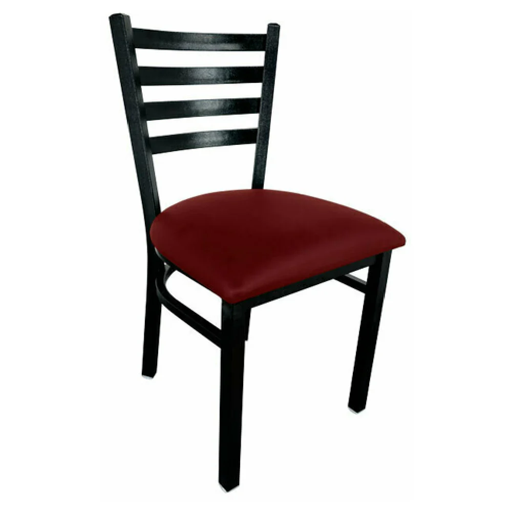 Omcan 44514 17 Inch Ladder Back Side Chair Metal and Vinyl Burgundy