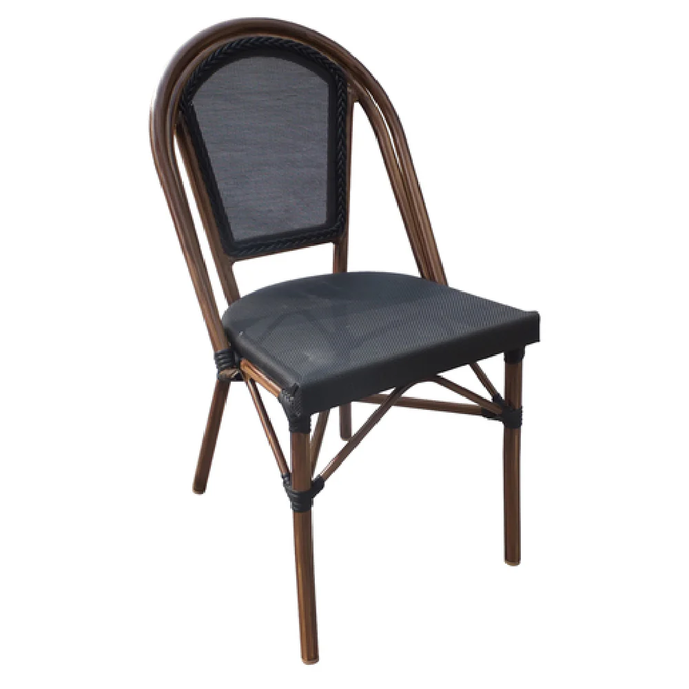 Plantation Prestige Commercial Furniture 2130700-0480 21 Inch Antigua Side Chair Stacking Aluminum Textilene Black Cappuccino