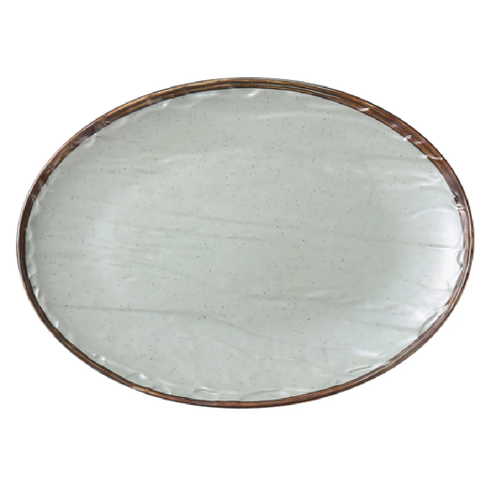 Yanco YO-2013 13 Inch 9-1/2 Inch Oval Plate Dishwasher Safe Melamine Matte Green