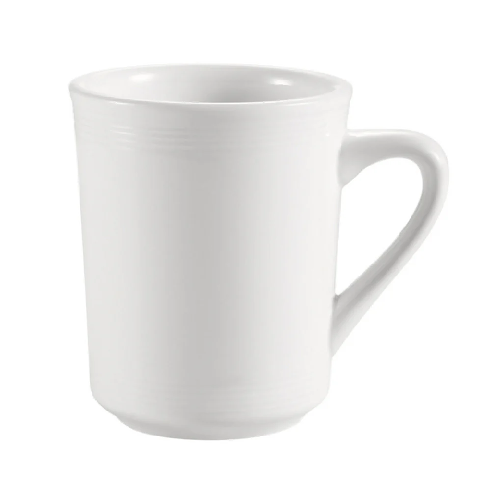 CAC China TGO-17 8 Oz Mug Round Tall with Embossed Porcelain Bone White