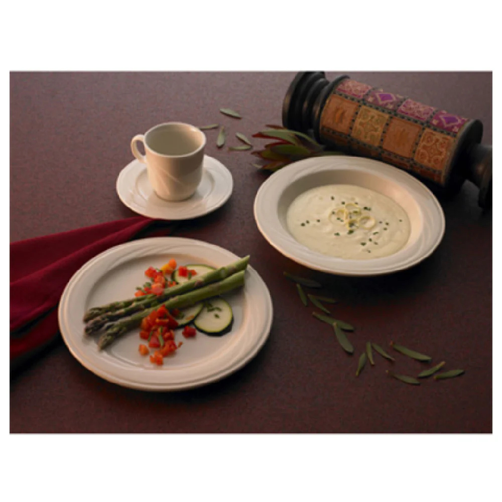 International Tableware Y-1 6-1/2 oz Cup Ceramic Embossed With Handle White