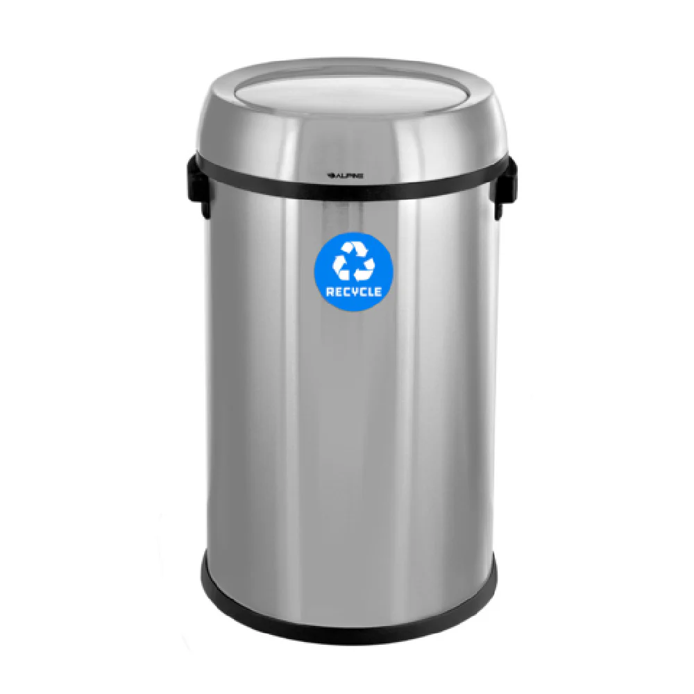 Alpine Industries ALP470-65L-1-R 16 Inch Indoor Recycling Receptacle Stainless Steel with Swivel Lid Alpine Industries ALP470-65L-1-R 16 Inch Indoor Recycling Receptacle Stainless Steel with Swivel Lid