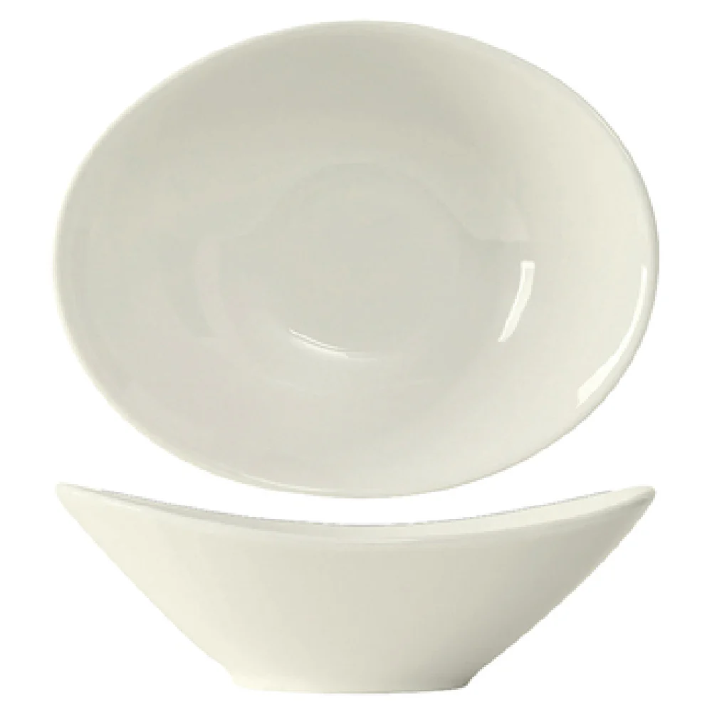 Tuxton AMU-404 40 Oz Boat Shape Bowl Ceramic Pearl White 10 Inch