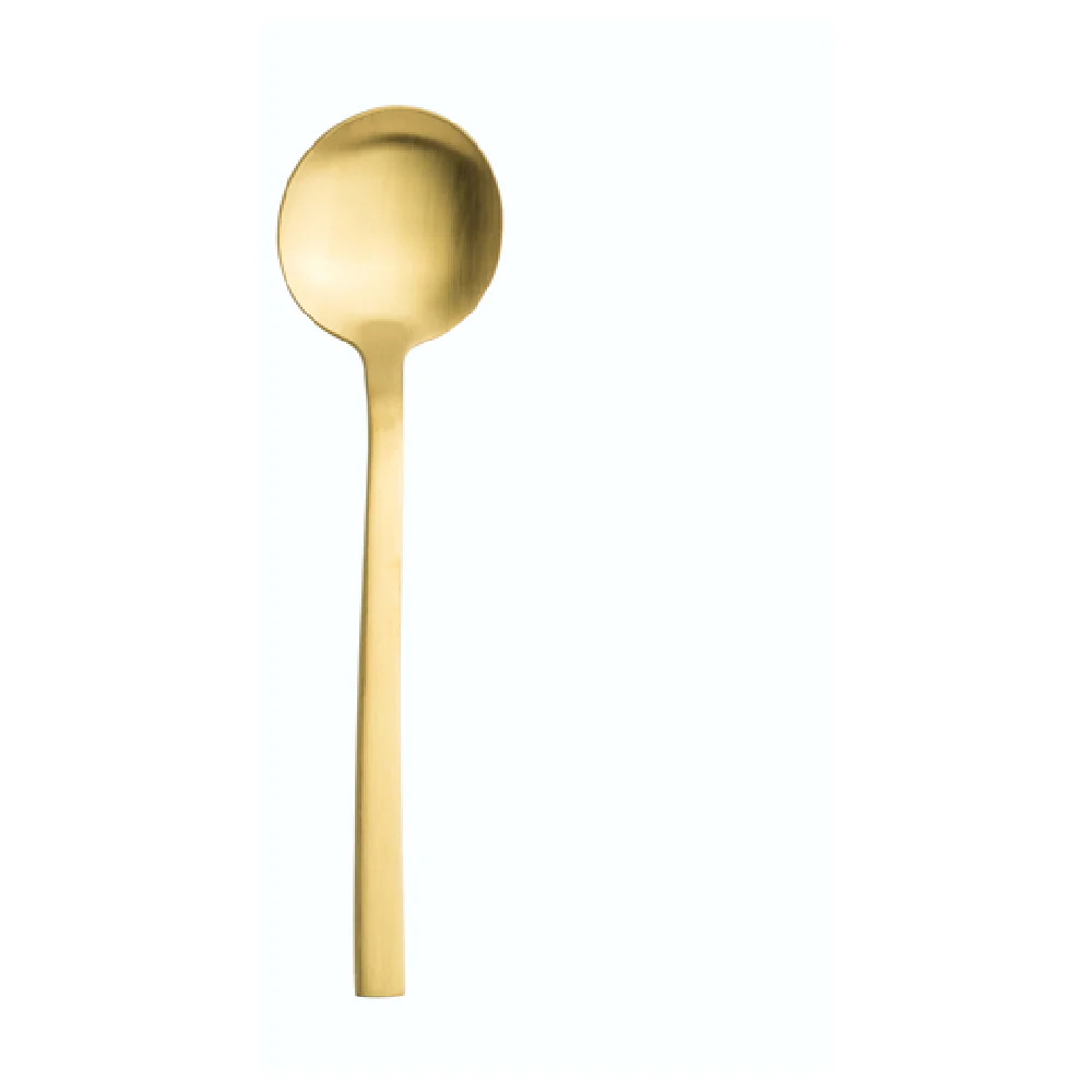 Steelite 5717GP002 6-5/8 Inch Bouillon Soup Spoon Brushed Gold Stainless Steel