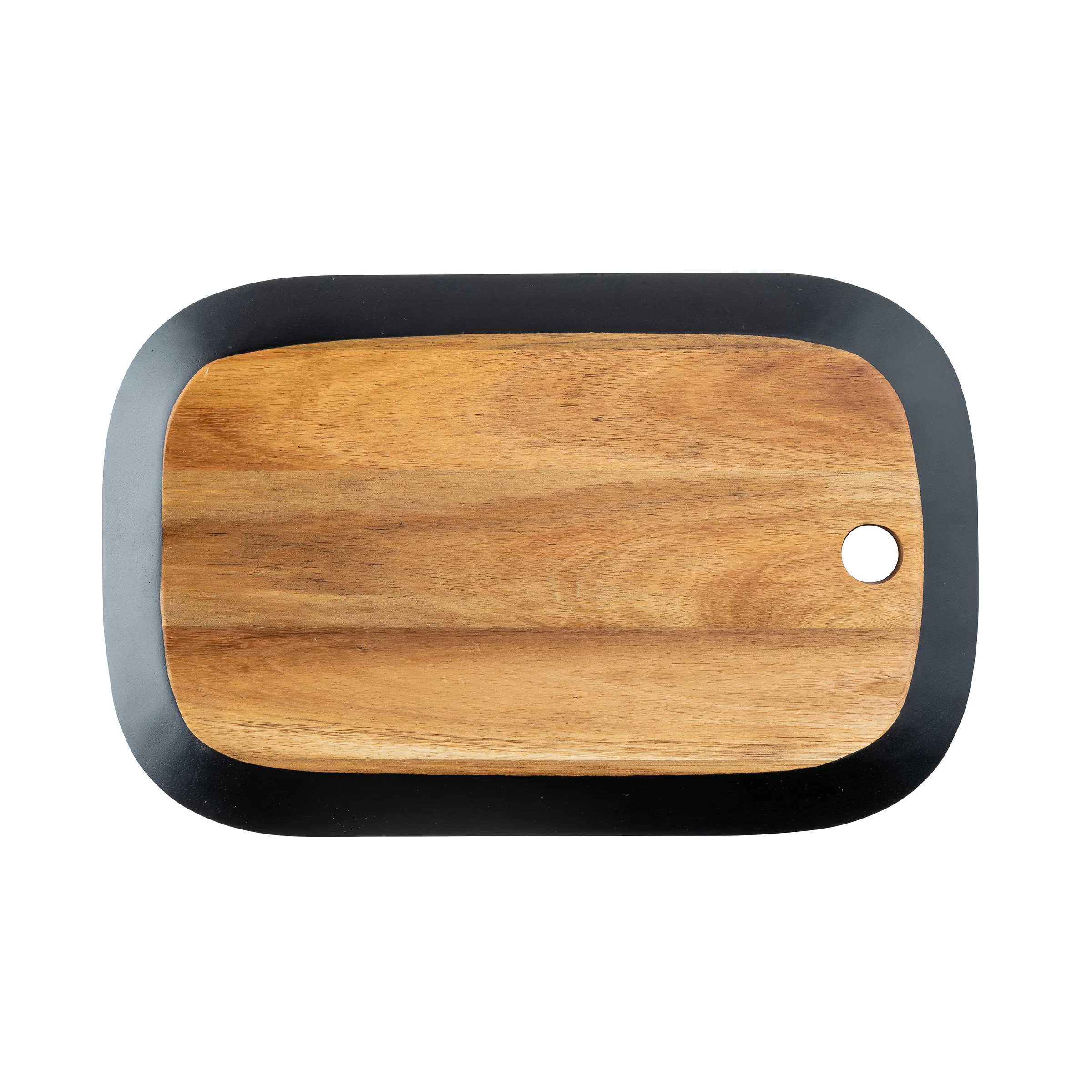Tablecraft 12574 12 Inch Acacia Serving Board with Black Edge Wood Brown