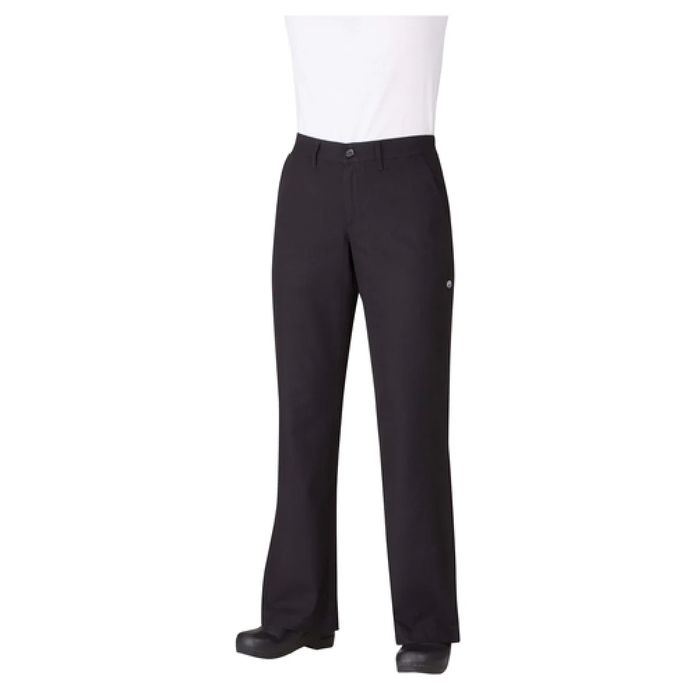 Chef Works PW003BLK2XL Women's Chef's Pants 2XL Back Elastic Waistband Black Poly Cotton