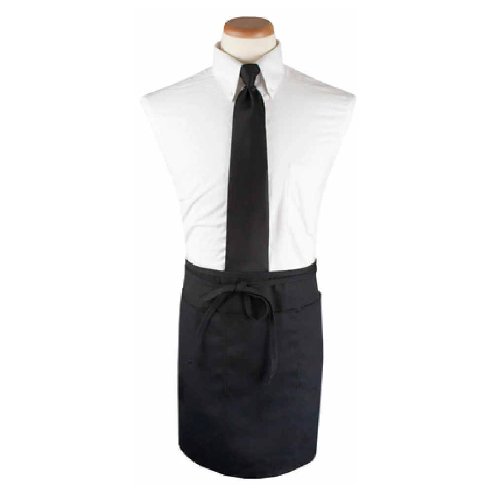 John Ritzenthaler Company 3PWACELBK 26 Inch Waist Apron Black Polyester 3 Pockets with Pen Pocket