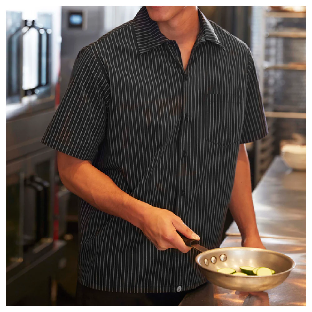 Chef Works CCSB-CDA-S Small Cook Shirt Short Sleeves Multicolored Poly/Cotton