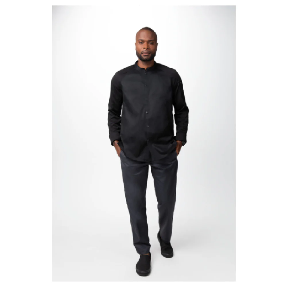 Chef Works CBS01-BLK-3XL 37 Inch Tulum Chef Coat Raglan Long Sleeve Snap Front
