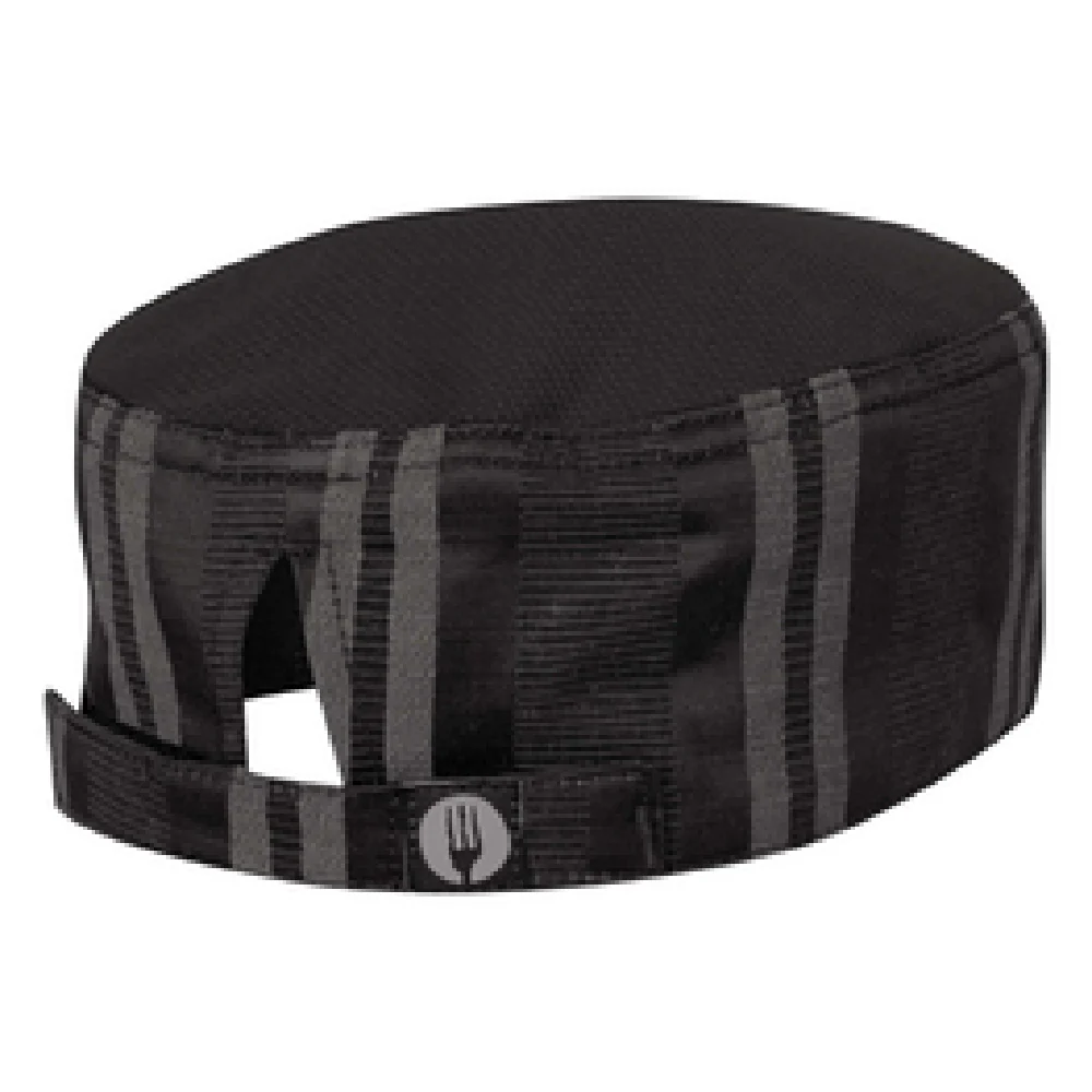 Chef Works HB003-BGY-0 Beanie PolyCotton Adjustable Velcro BlackGray