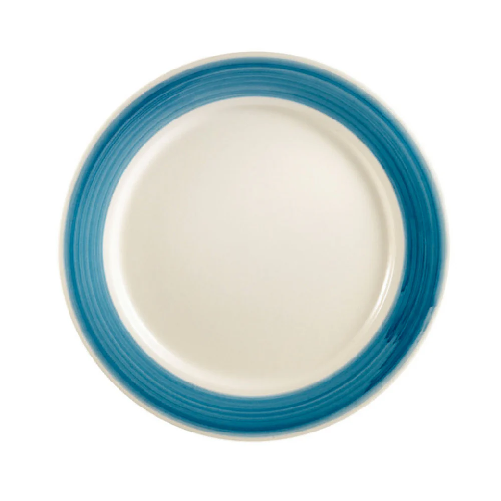 CAC China R-16-BLU 10-1/2 Inch Round Rainbow Plate Ceramic Blue