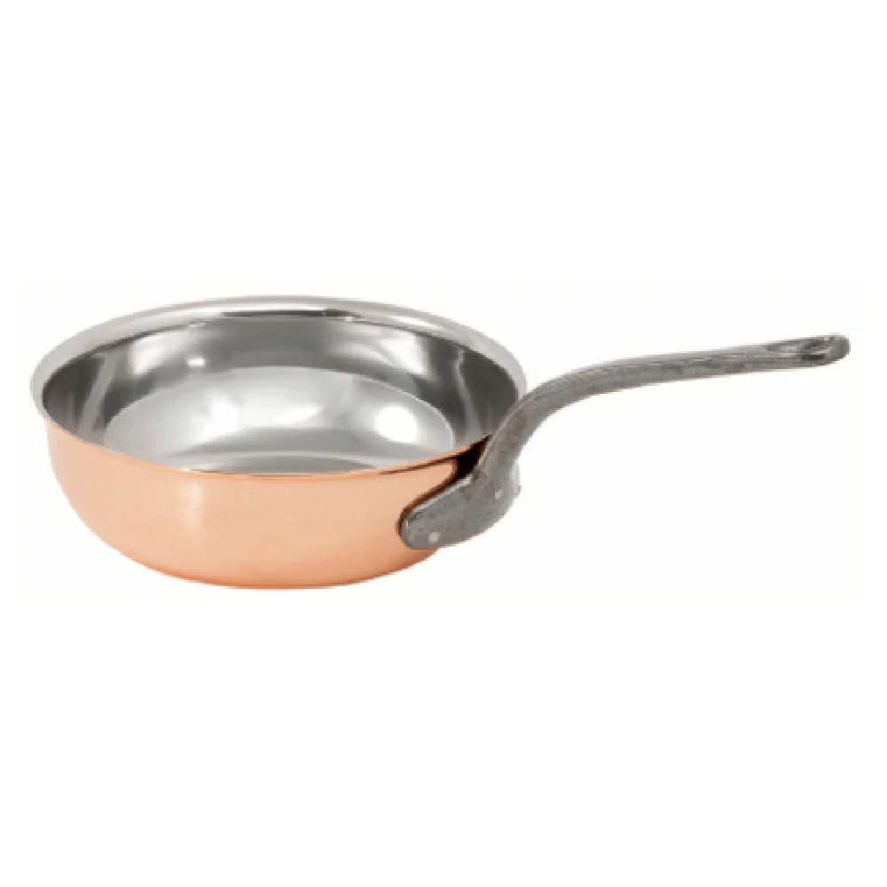 Matfer 373028 4 Quarts Sauté Pan Flared Without Lid Riveted Handle Copper Stainless Steel