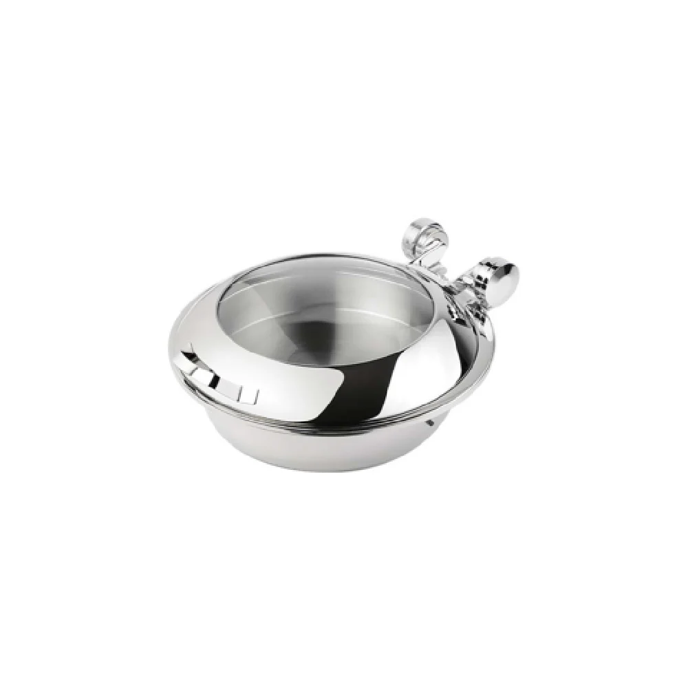 FOH BCH007MSS18 Smart Buffet Ware® Smart W Chafer 4.8 Qt. Round With Tempered Glass Lid And Food Pan