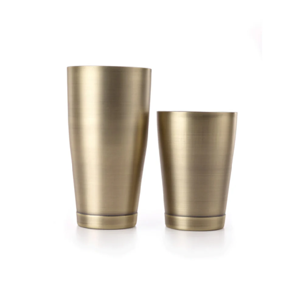 Mercer Culinary M37009ANG 28 Oz to 18 Oz Cocktail Shaker Set with Antique Gold Finish Stainless Steel