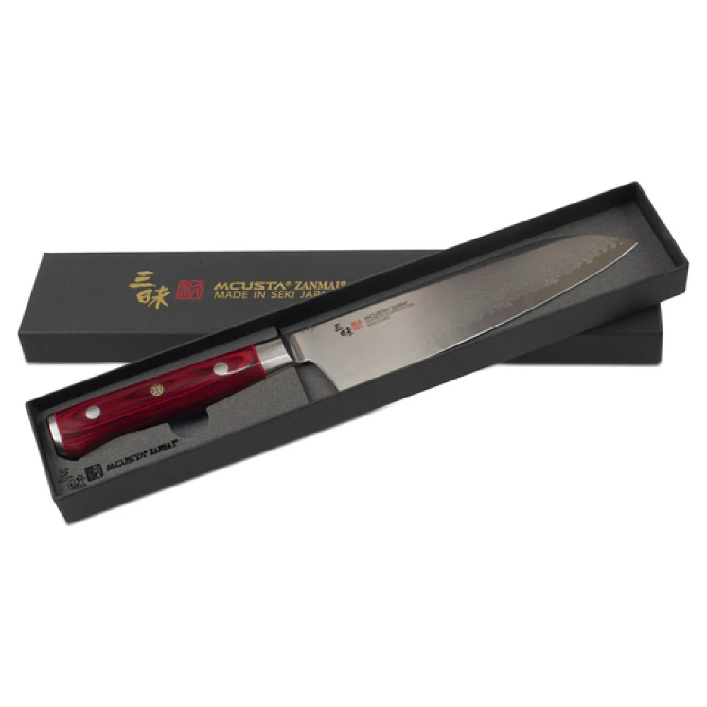 JB Prince Z247 7 Inch VG-10 Steel Pakkawood Red Santoku Knife Forged JB Prince Z247 7 Inch VG-10 Steel Pakkawood Red Santoku Knife Forged