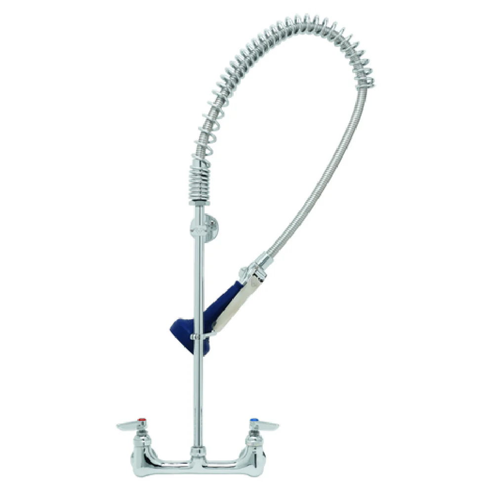 T&S Brass B-0133-CR-B08 8 Inch Wall Mount Pre-Rinse Faucet Assembly with 44 Inch Hose