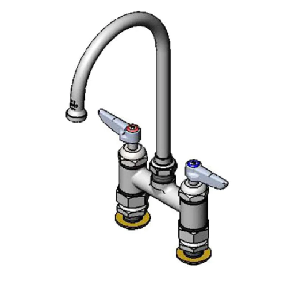 T&S Brass B-0325-CC-CR 4 Inch Adjustable Centers Mixing Faucet with Gooseneck Spout