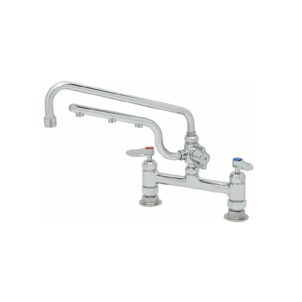 T&S Brass B-0221-U12-CR 8 Inch Deck Mount Mixing Faucet with Polished Chrome Body