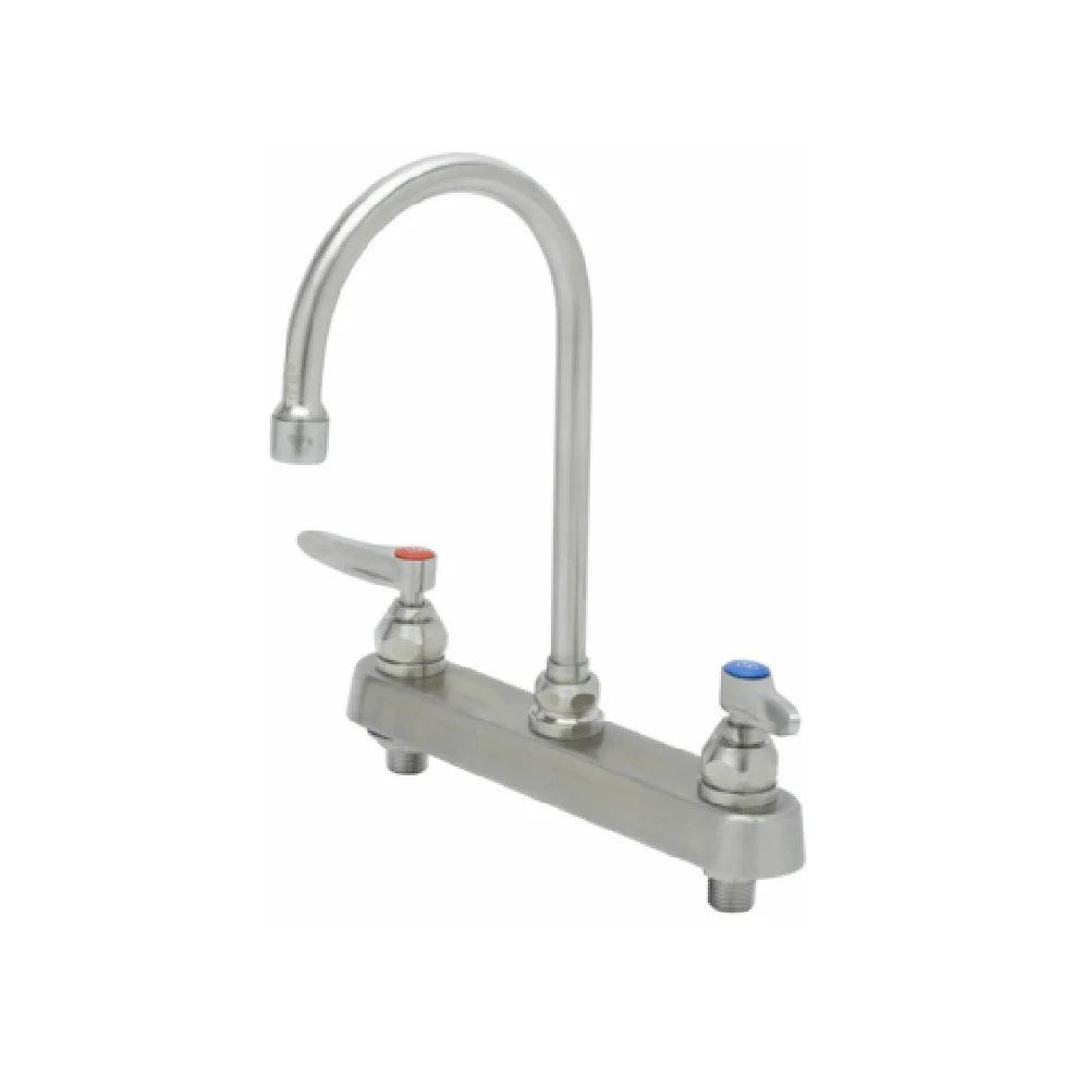 T&S Brass S-1142 8 Inch EverSteel Deck Mount Workboard Faucet with Gooseneck Spout