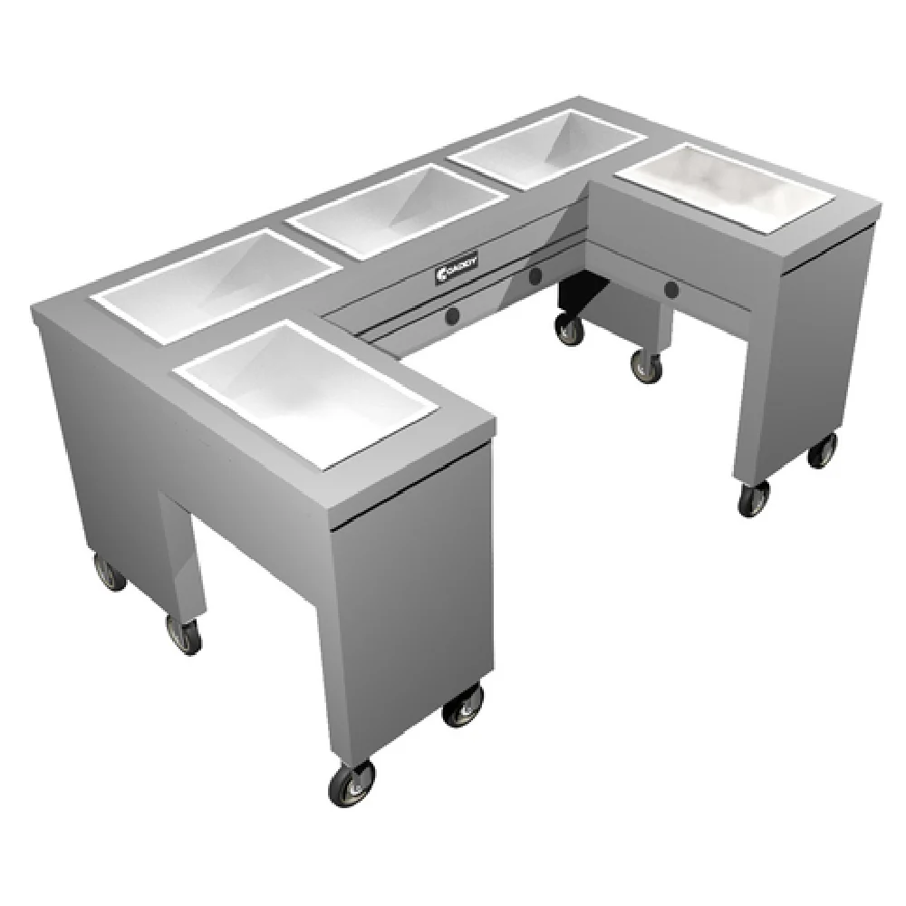 Caddy TF-615-U 76 Inch Open Base Electric Hot Food Caddy Stainless Steel with U-shaped Wells
