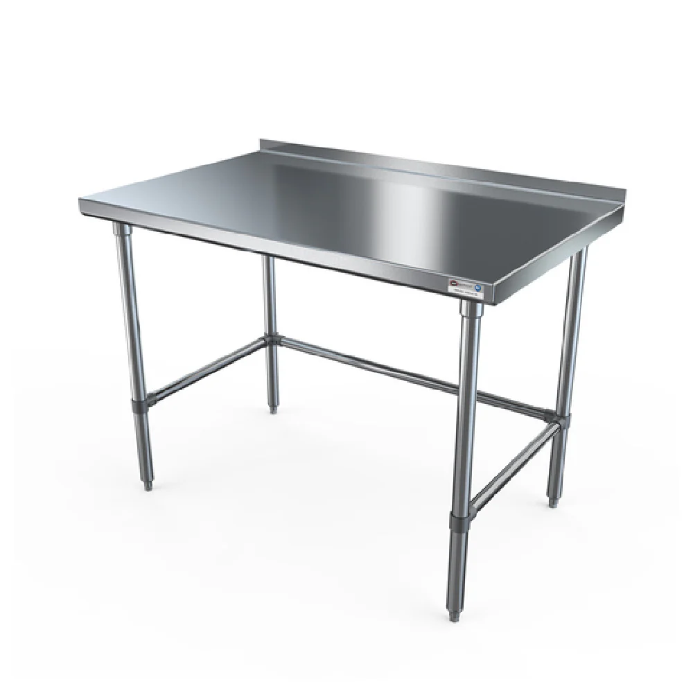 NBR Equipment TS-9630R-X 96 Inch Stainless Steel Work Table with 6 Legs