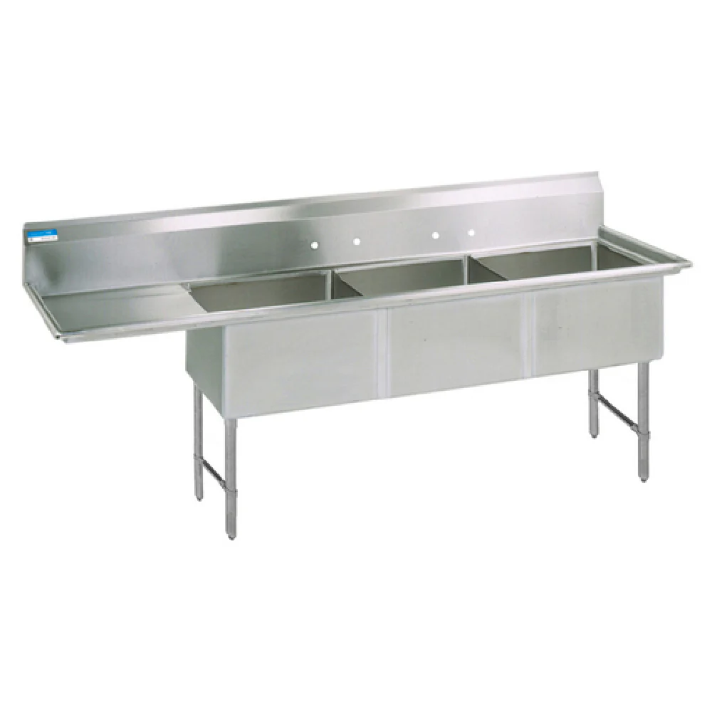 BK Resources BKS6-3-24-14-24LS 100-3/16 Inch Sink Three Compartment with Drainboard BK Resources BKS6-3-24-14-24LS 100-3/16 Inch Sink Three Compartment with Drainboard