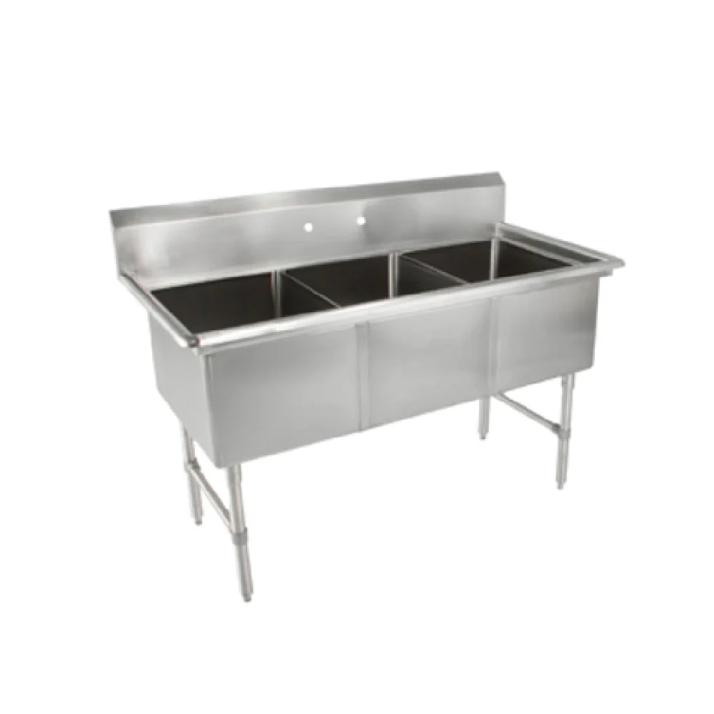 John Boos 3B244-X 77 Inch 16 Gauge Stainless Steel Sink with 3 Compartments John Boos 3B244-X 77 Inch 16 Gauge Stainless Steel Sink with 3 Compartments
