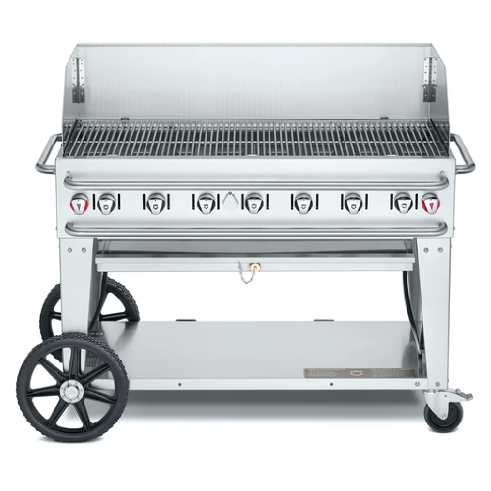 Crown Verity CV-RCB-48WGP-SI50/100 56 Inch Pro Series Gas Charbroiler 7 Burners Stainless Steel with Lock Casters