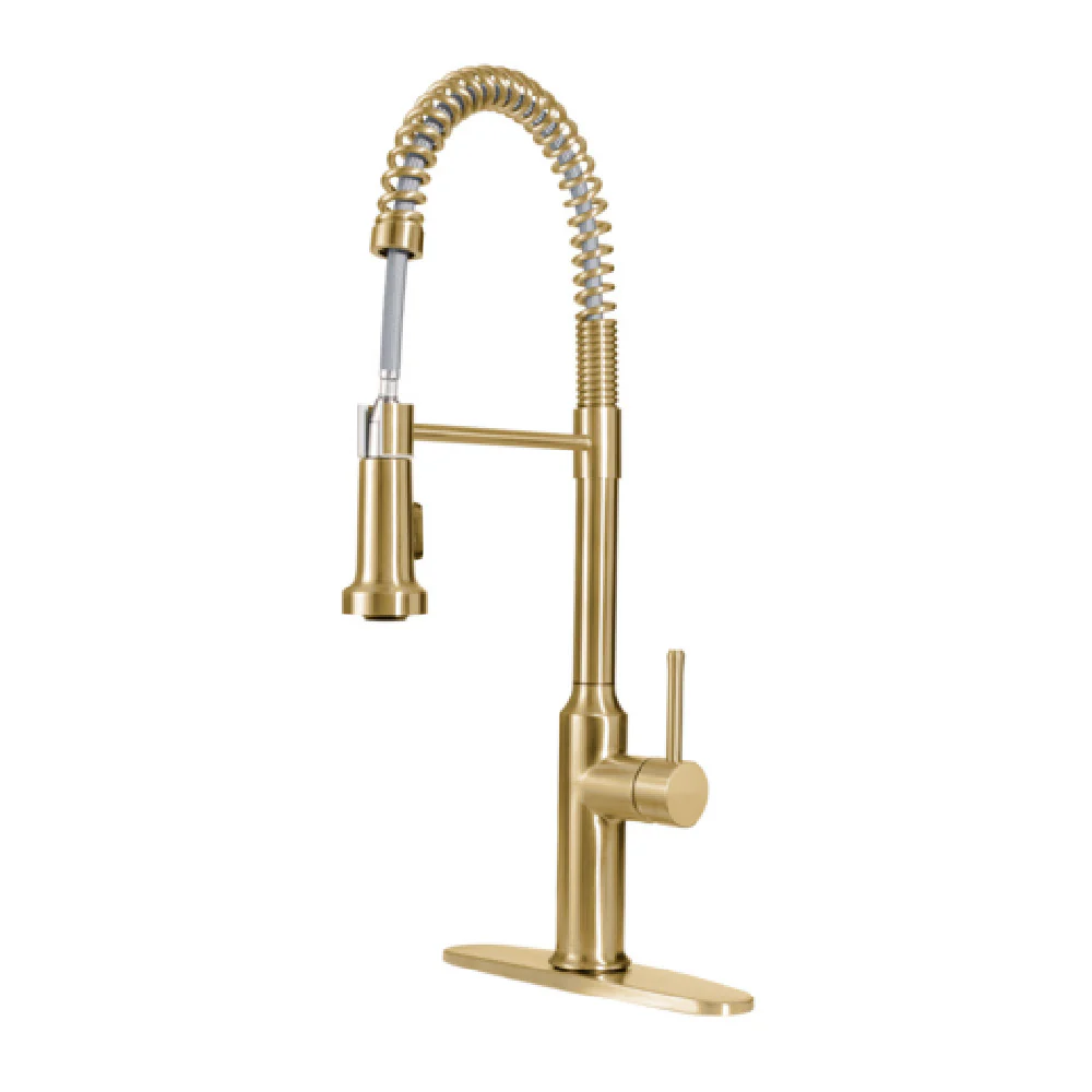 Optional Gold Finish Single Hole 3 Spray Pull Down Wand Home Faucet, Krowne 19-401G Optional Gold Finish Single Hole 3 Spray Pull Down Wand Home Faucet, Krowne 19-401G