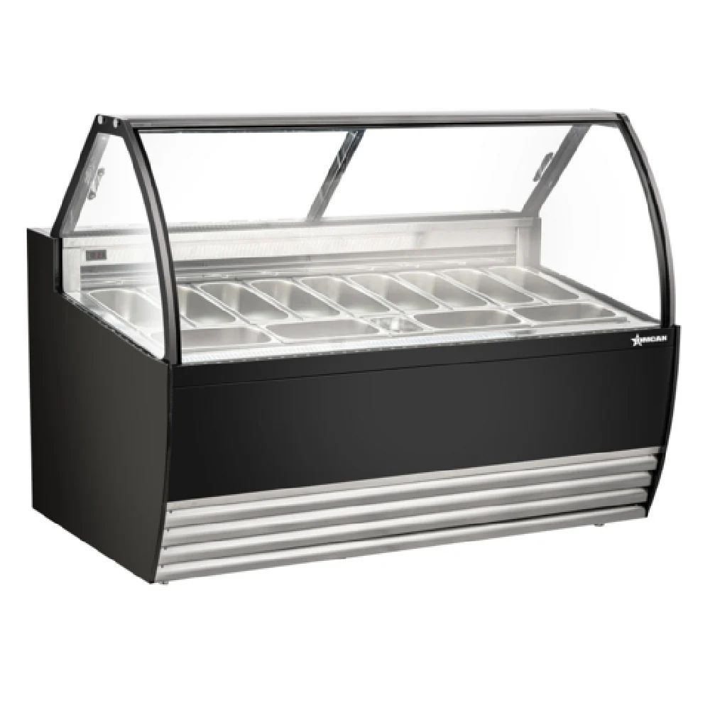 Omcan 49008 69 Inch Gelato Display Case 13 Pan Capacity Black