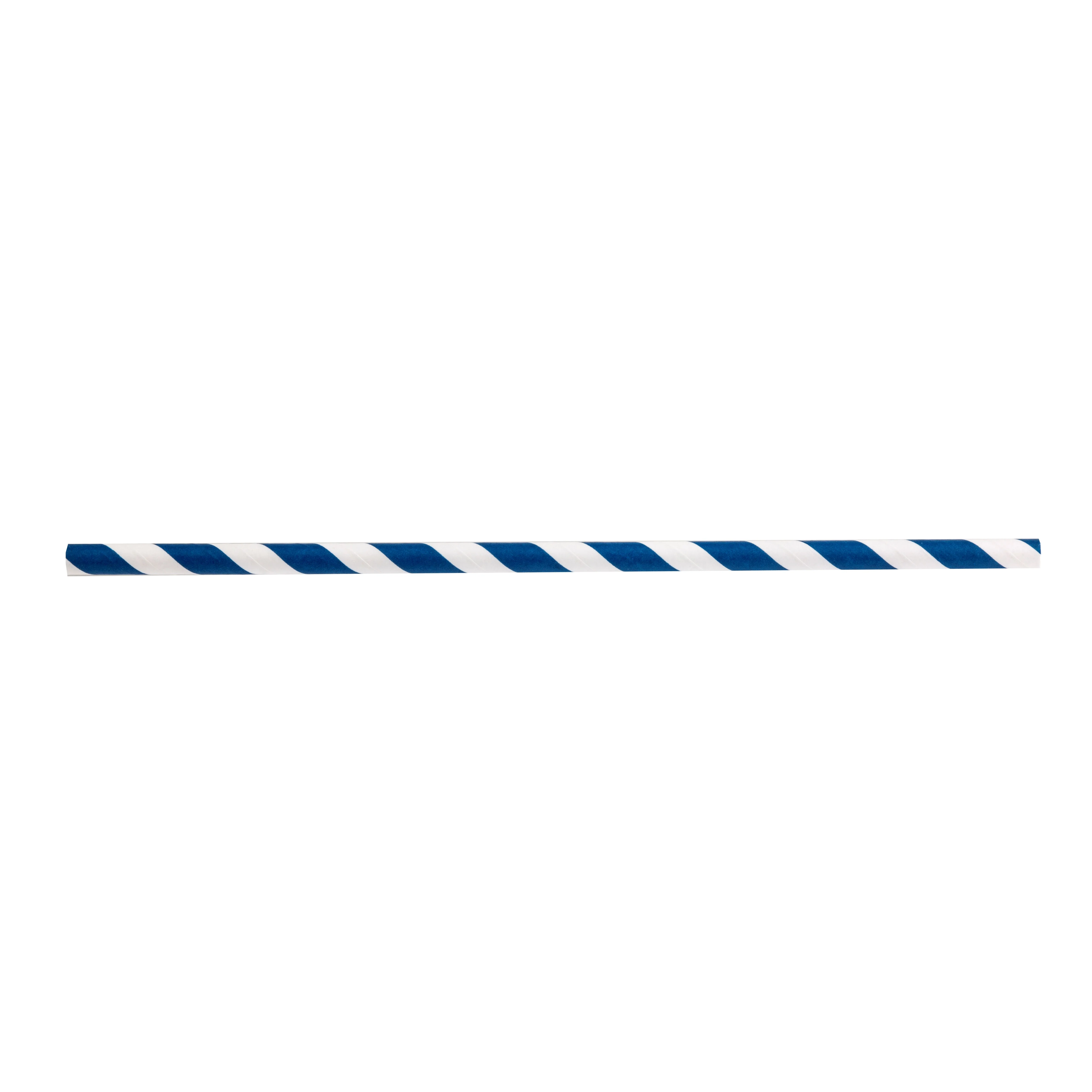 Tablecraft 100121 7-3/4 Inch Paper Straws Blue Striped Individually Wrapped 500 Packs