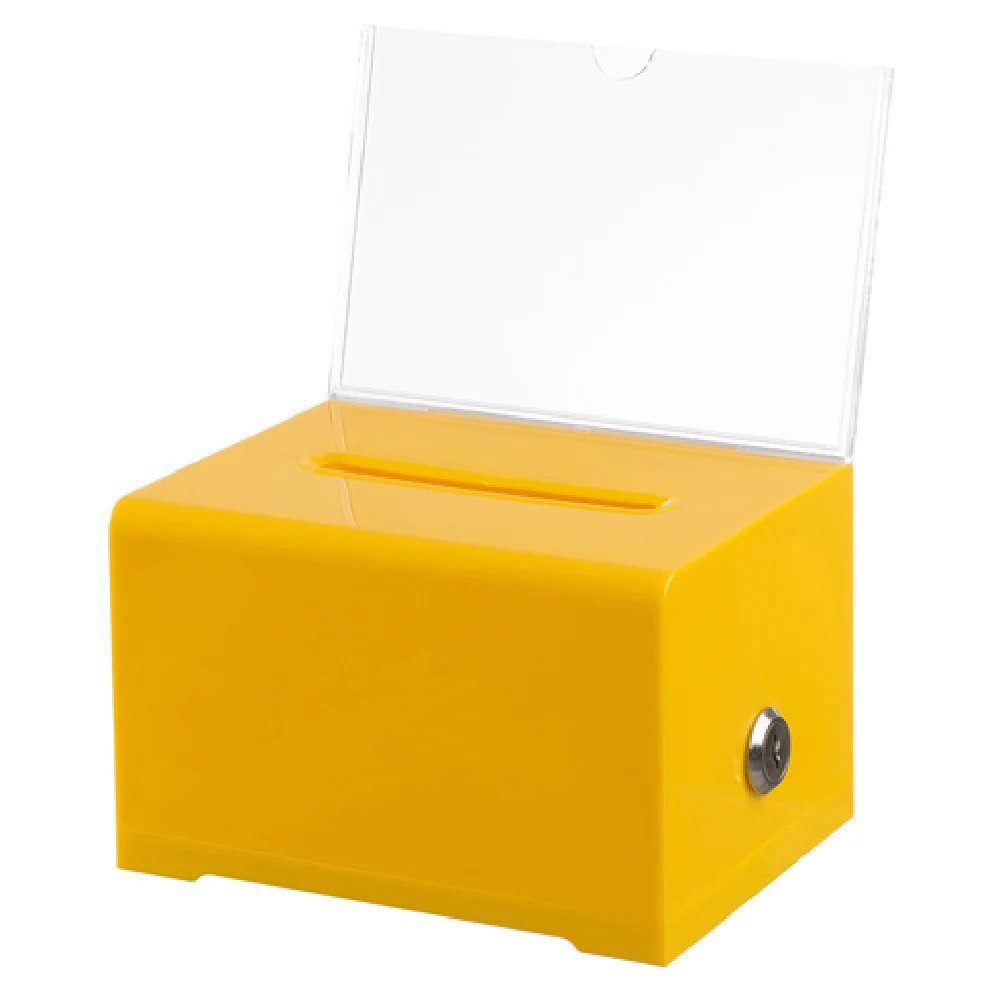 Alpine Industries ADI637-YEL 6.2 Inch Suggestion Box Lock and Key Yellow Acrylic