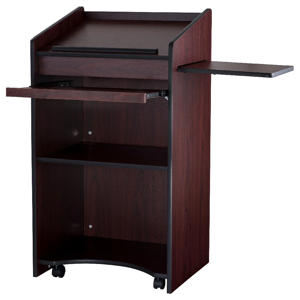 National Public Seating 600-XX 25 Inch Wood Floor Lectern with 2 Shelves and Casters National Public Seating 600-XX 25 Inch Wood Floor Lectern with 2 Shelves and Casters