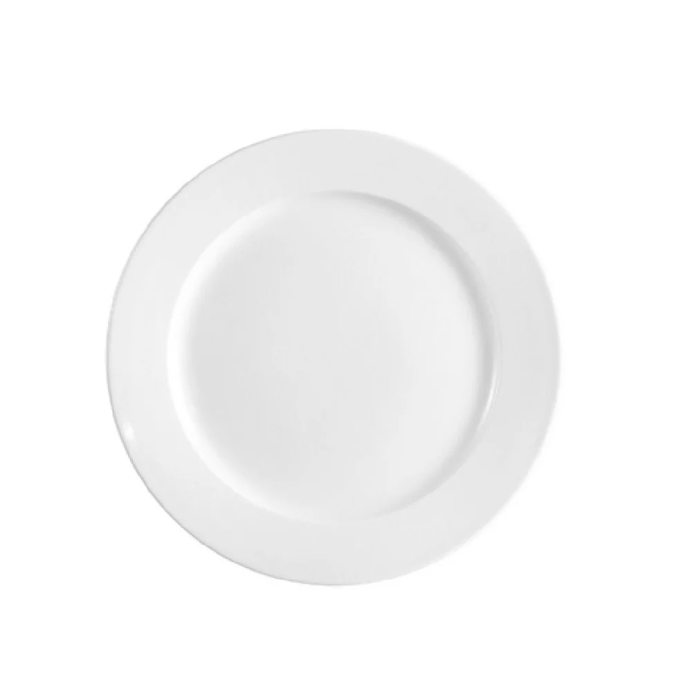 CAC China FR-6 6-3/8 Inch Diameter Round Plate Rolled Edge Ceramic European White