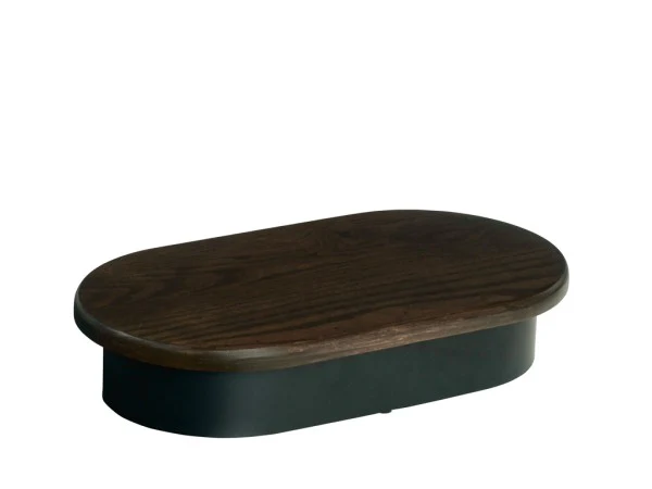 Cal Mil 22411-3-112 10 Inch Oval Display Riser with Dark Brown Oak Top and Metal Base Cal Mil 22411-3-112 10 Inch Oval Display Riser with Dark Brown Oak Top and Metal Base