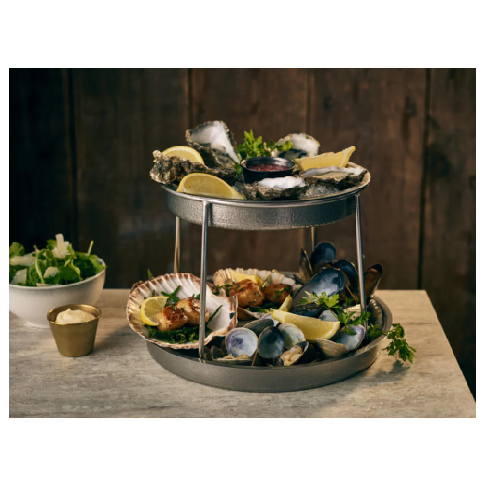 Steelite GWSFS22228V Seafood Stand 2-tier Stainless Steel with Industrial Vintage Look