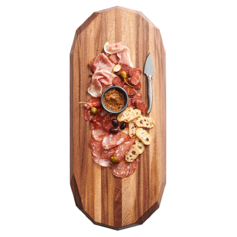 Steelite 6525TW321 12 Inch Oval Facete Serving Board Wood Faceted Edge
