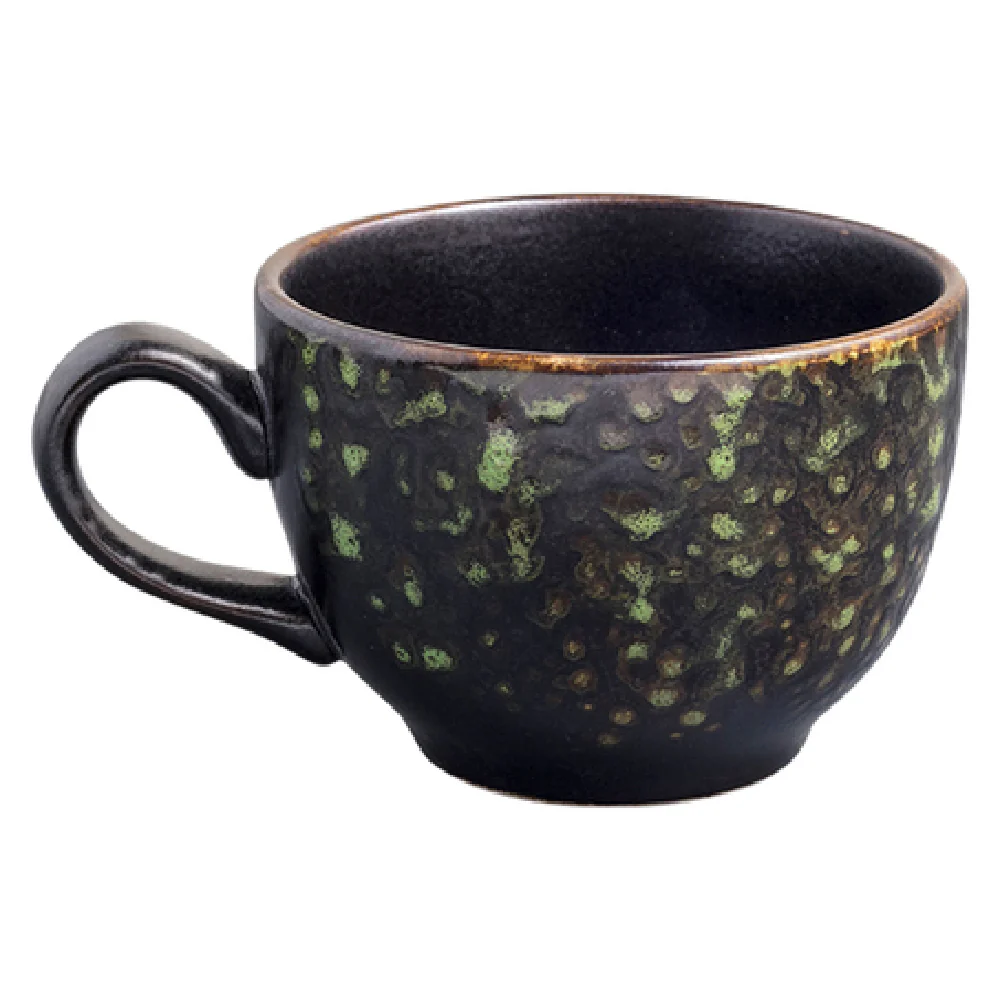 Vertex China LMJ-1 8 Oz Cup with Handle Hand Painted Porcelain Matte Black Jade