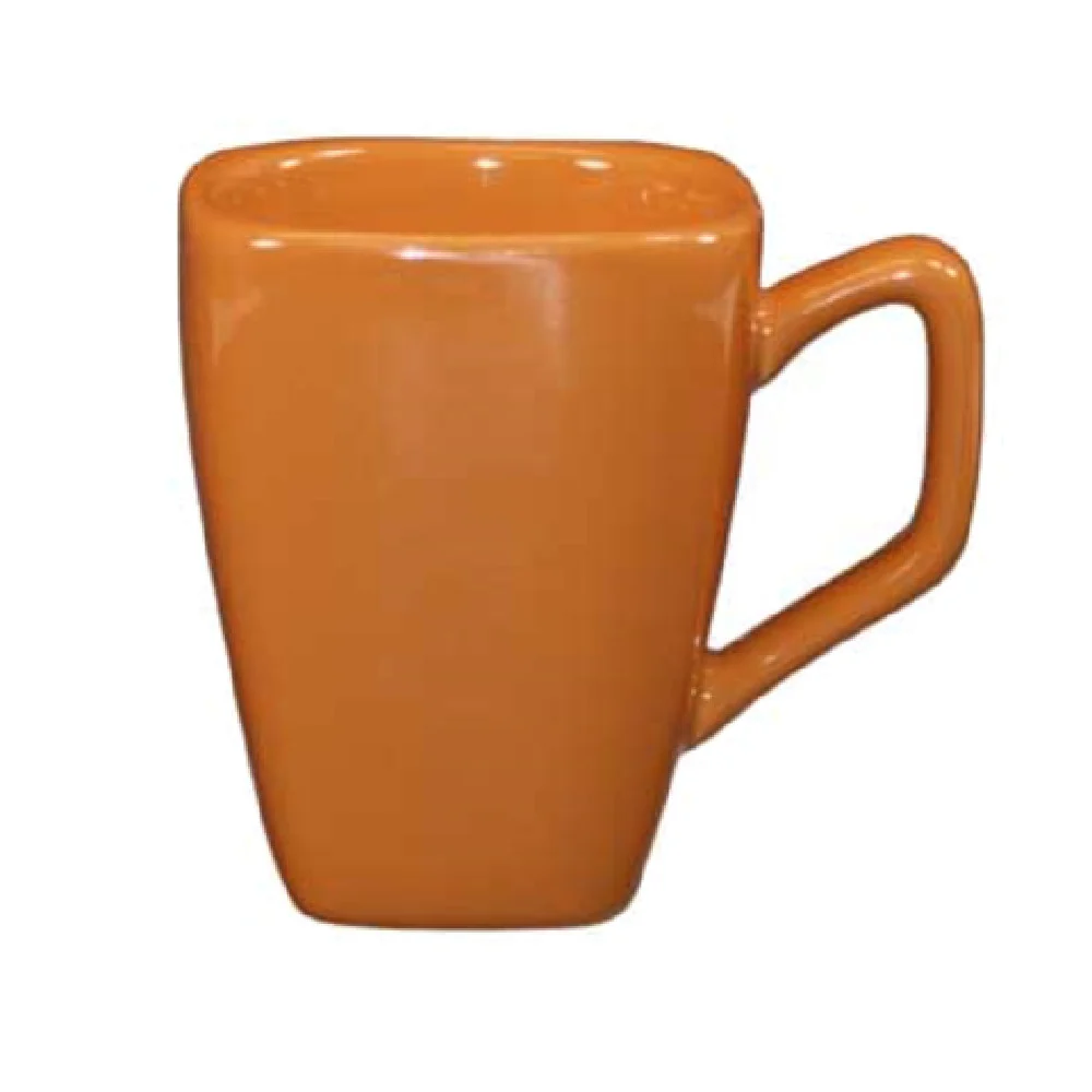 International Tableware EL-1-BN 8 Oz Cup Square Porcelain with Handle Butternut