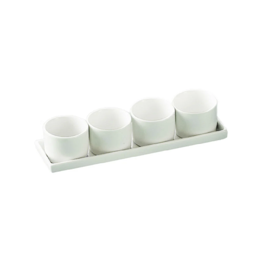 CAC China DT-SQ10 9 Inch Tray to 4 2 Oz Round Bowls Porcelain