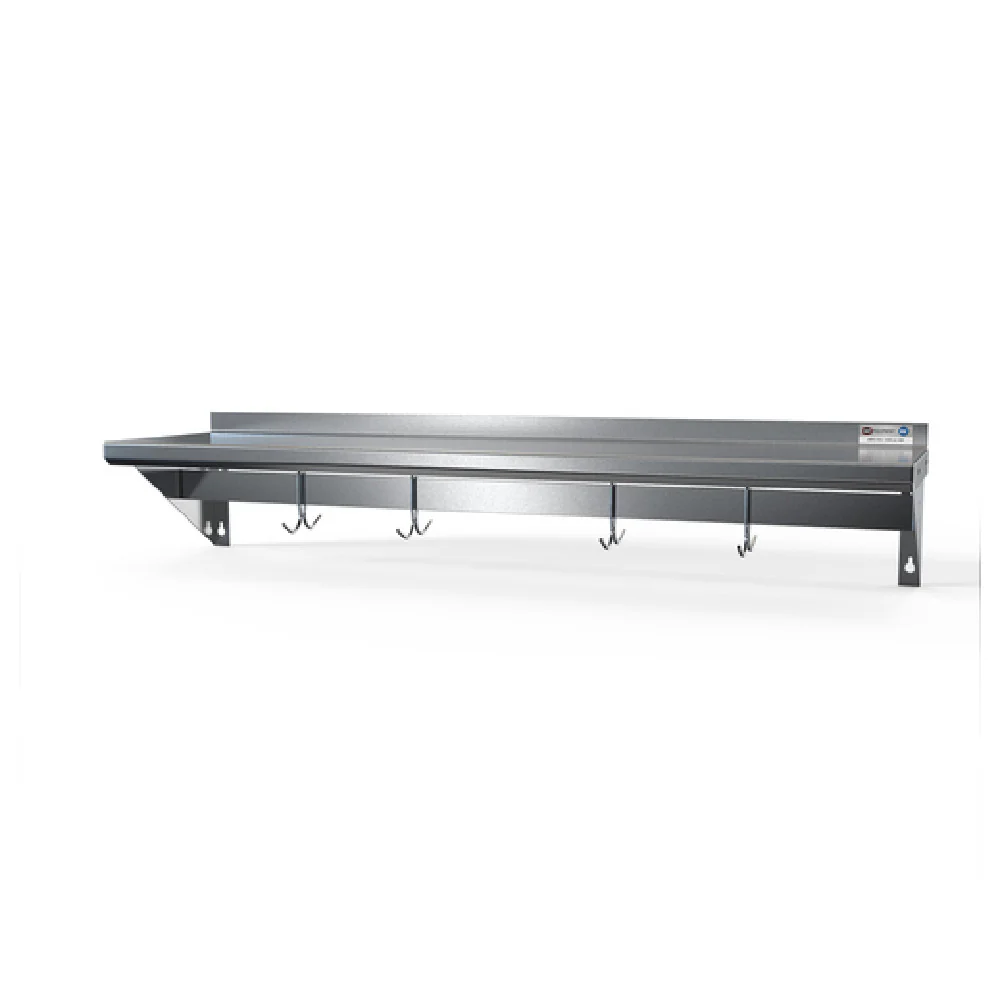 NBR Equipment PS-1260 60 Inch Shelf Wall Mounted with Pot Rack Bar NBR Equipment PS-1260 60 Inch Shelf Wall Mounted with Pot Rack Bar