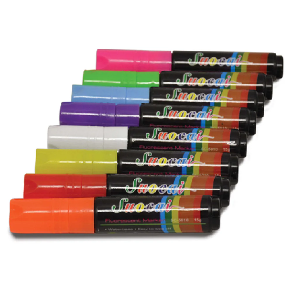 Omcan 39866 15mm NIB Fluorescent Markers for LED Menu Boards Assorted Colors