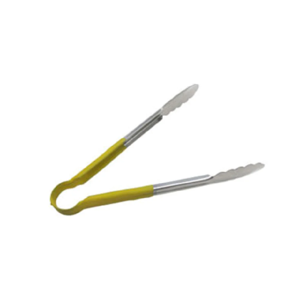 Admiral Craft SEP-12YL 12 Inch Utility Tongs One-piece Stainless Steel Yellow Handle