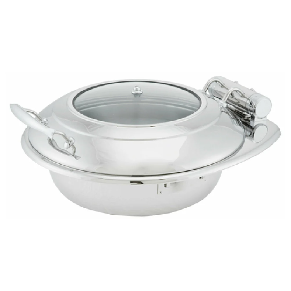 Steelite WLWI4UGT 4 Quart Round Chafer Body with Hinged Glass Lid Stainless Steel Steelite WLWI4UGT 4 Quart Round Chafer Body with Hinged Glass Lid Stainless Steel