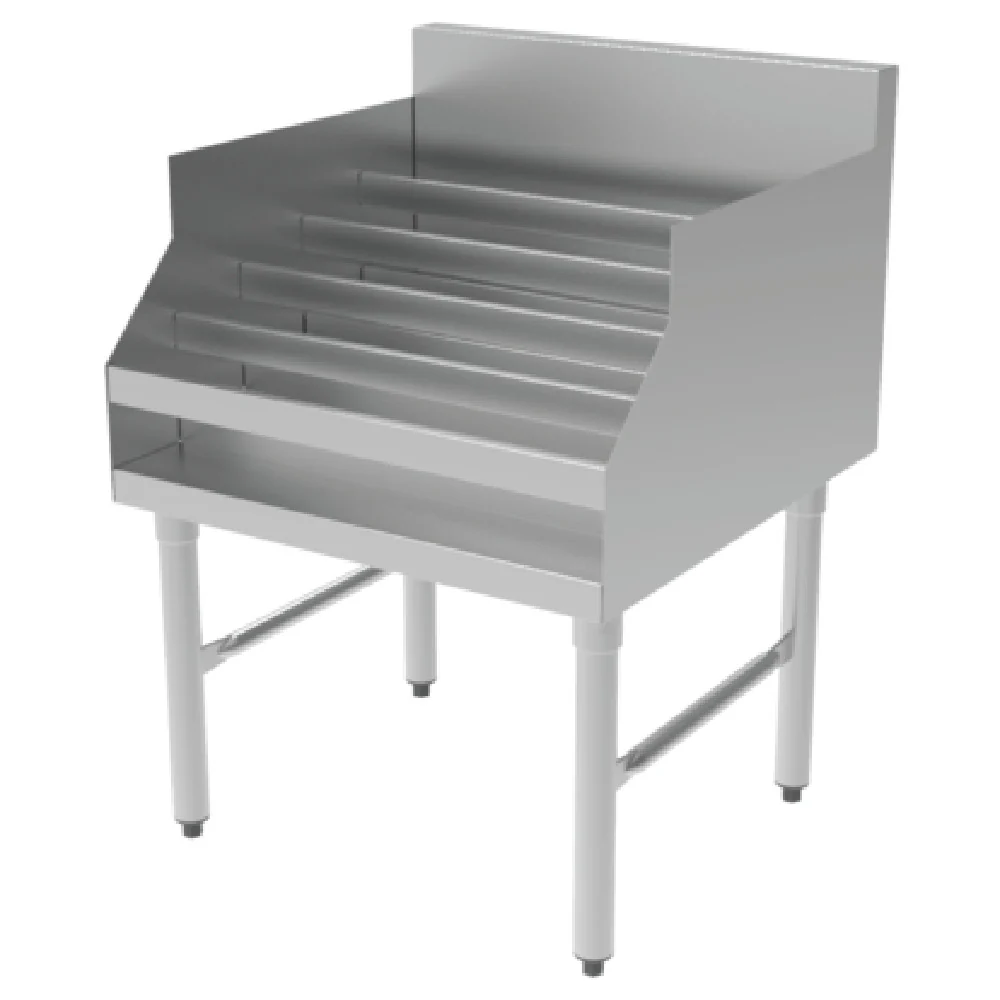 GSW USA BS-LDR2424 24 Inch Liquor Display Rack 5-tiered Stainless Steel with Backsplash