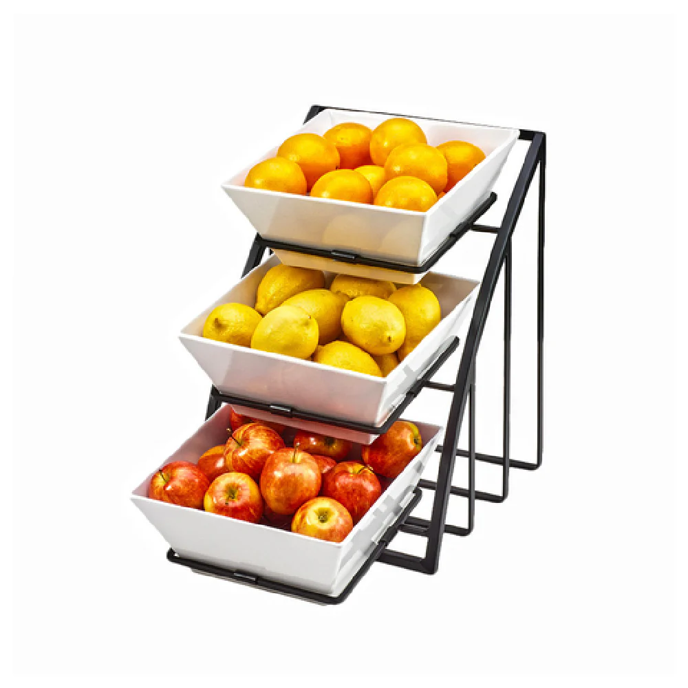 Cal Mil 1750-13 12 Inch Mission Bowl Display Frame Only 3 Tier Metal Black