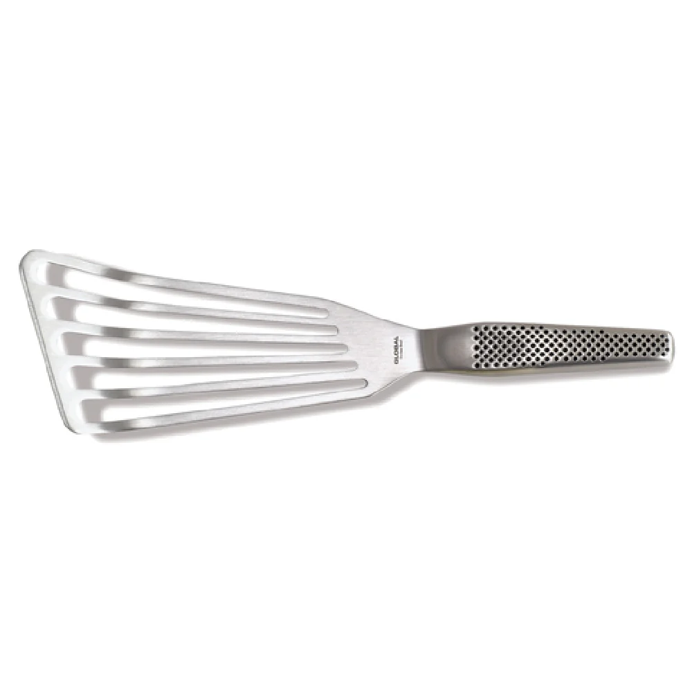 JB Prince Y566 6 Inch Slotted Turner with Curved Tip Stainless Steel JB Prince Y566 6 Inch Slotted Turner with Curved Tip Stainless Steel