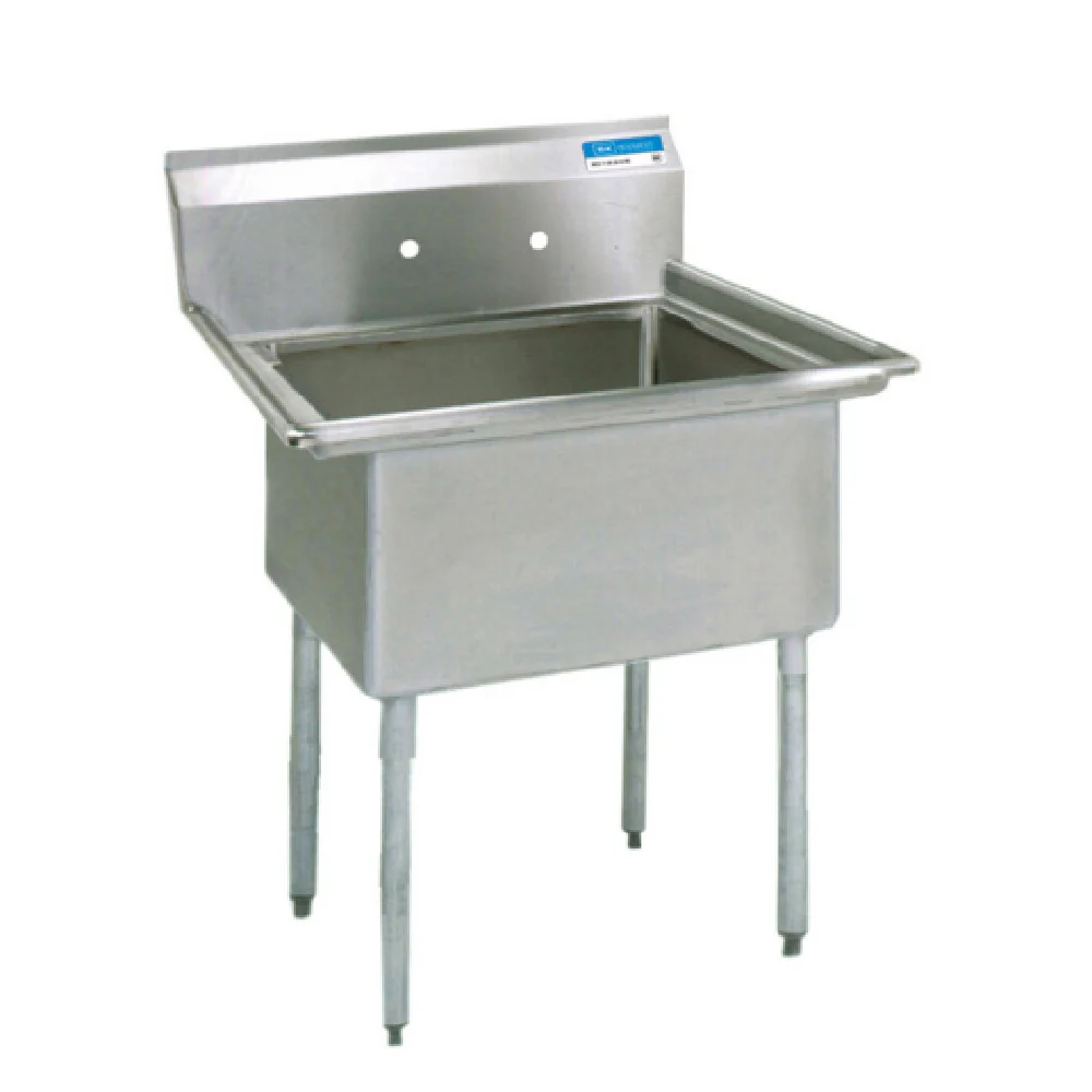 BK Resources ES-1-24-14 29 Inch Economy Sink One Compartment Stainless Steel with Backsplash BK Resources ES-1-24-14 29 Inch Economy Sink One Compartment Stainless Steel with Backsplash