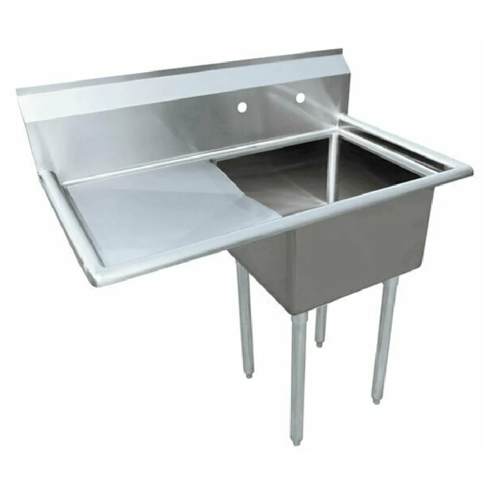 Omcan 43771 21 Inch Pot Sink 18 Inch 14 Inch Deep Bowl Stainless Steel with Left Drainboard